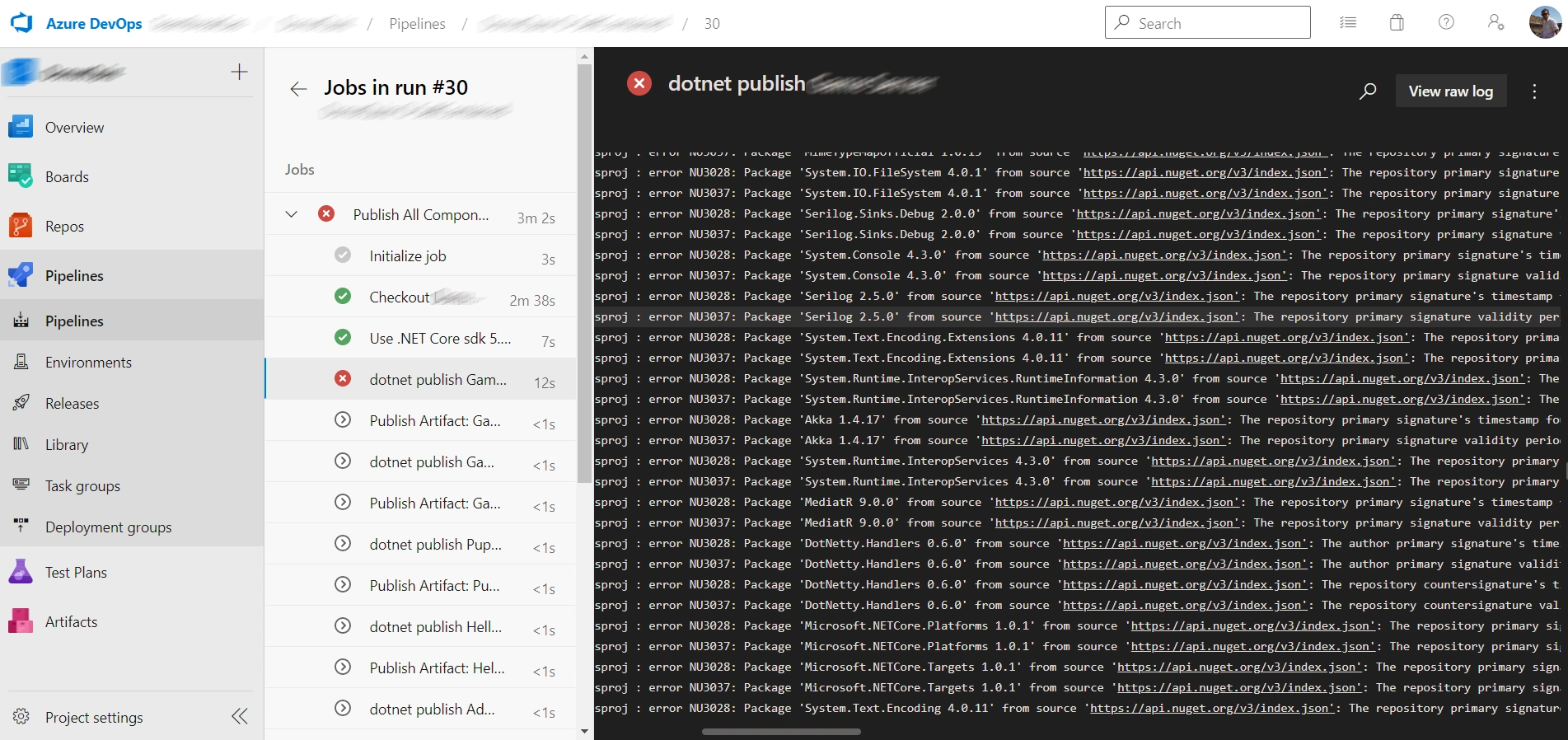 Erreur NU3028 et NU3037 lors d'une restoration de paquets NuGet sur Linux